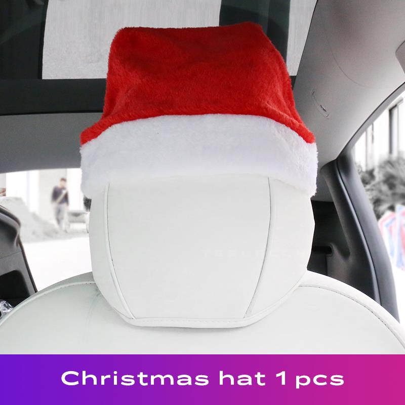 Car Styling Interior Seat Decor Eyes Stickers 5Pcs Big Eyed Trim Christmas Hat for Tesla Model 3 Y X S Decoration Accessories