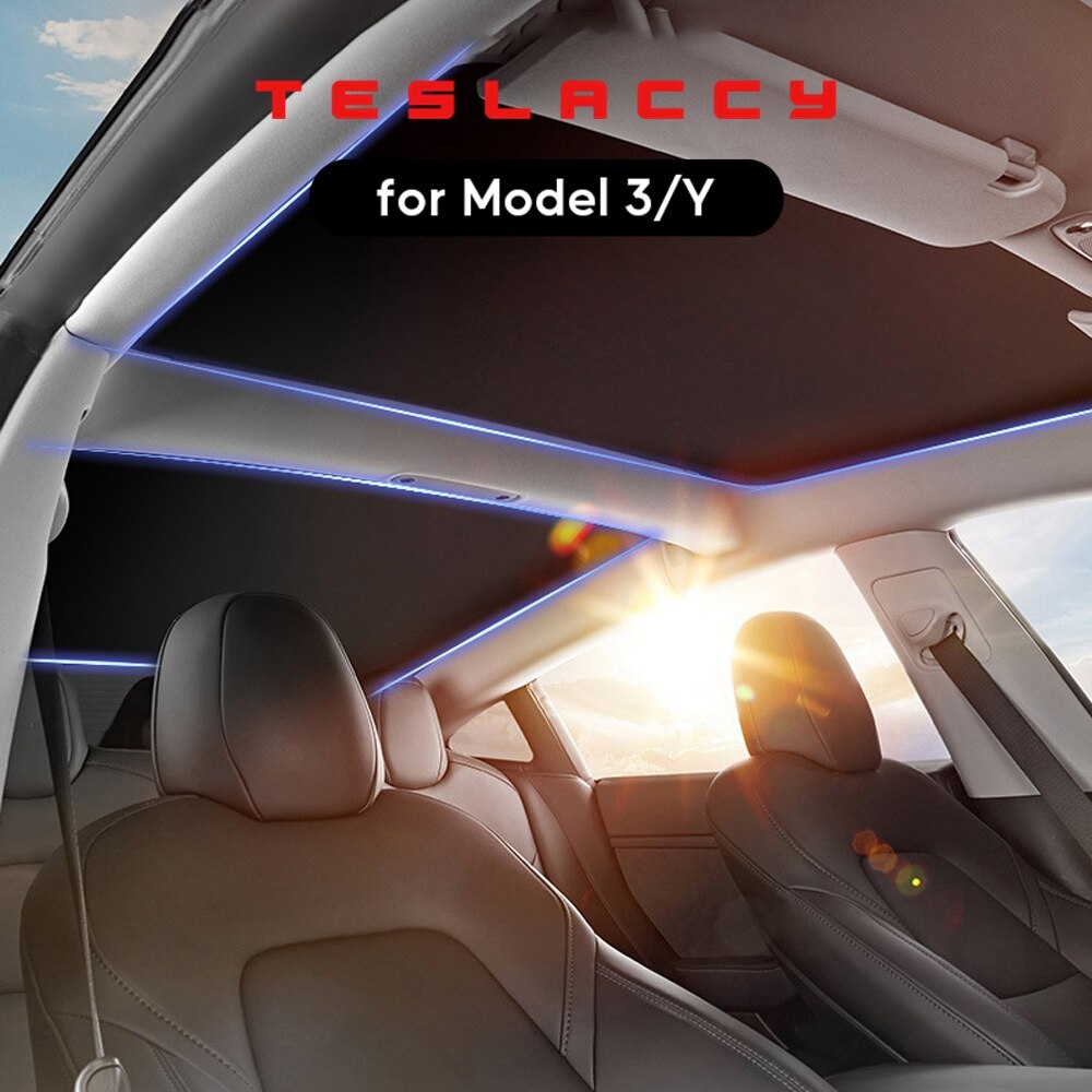 For Tesla Model 3 Y Sunroof Sunshade Front Rear Windshield skylight Blind Shading Net Sun Shades Glass Roof Sunshade with Buckle