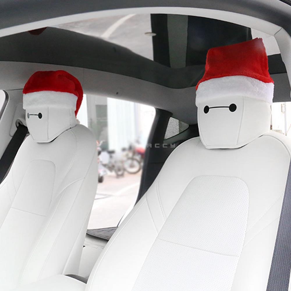 5 Pcs Car Styling Interior Seat Decor Eyes Stickers Big Eyed Trim Christmas Hat for Tesla Model 3 Y X S Decoration Accessories