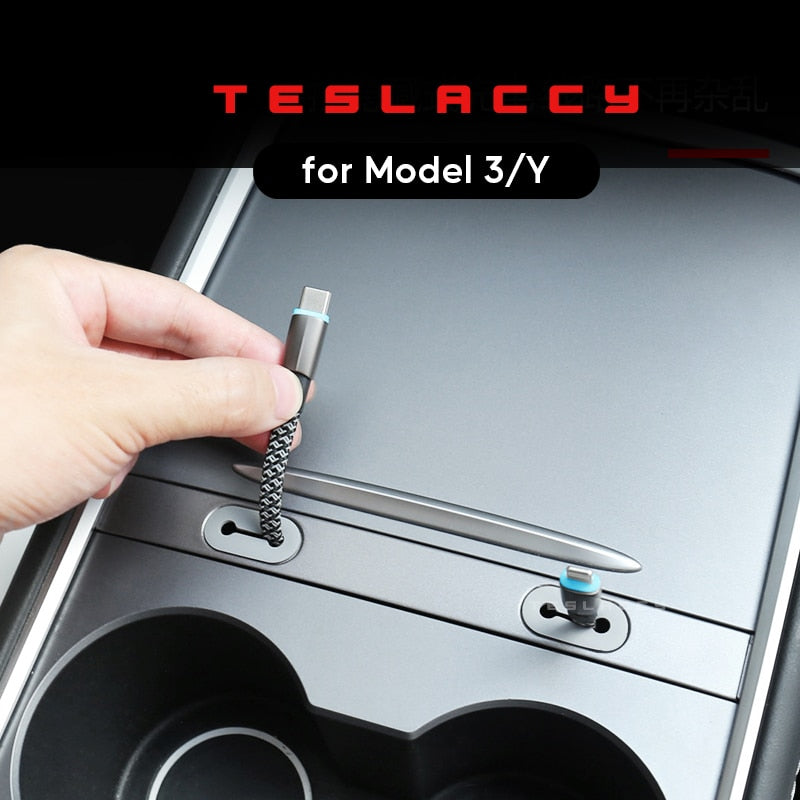 For Tesla Model 3 Y 2021 2022 Central Console Charging Cable USB Hub Organizer Docking Station Decoration Accessories