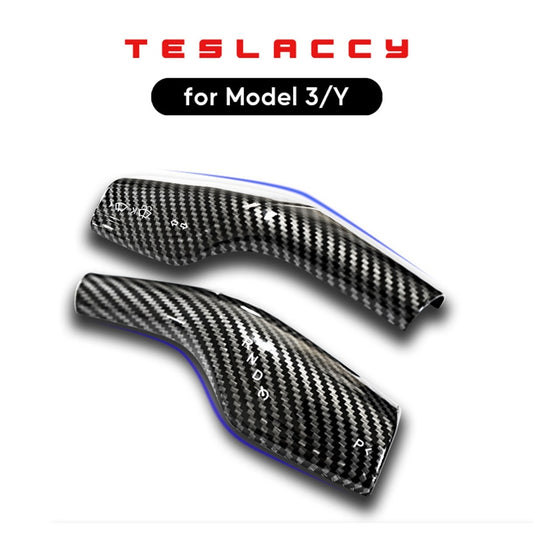 for Tesla Model 3 Y Gear Shift Lever Cover Interior Remodel Patch Steering Wheel Protection Car Wiper ABS Car Column Carbon