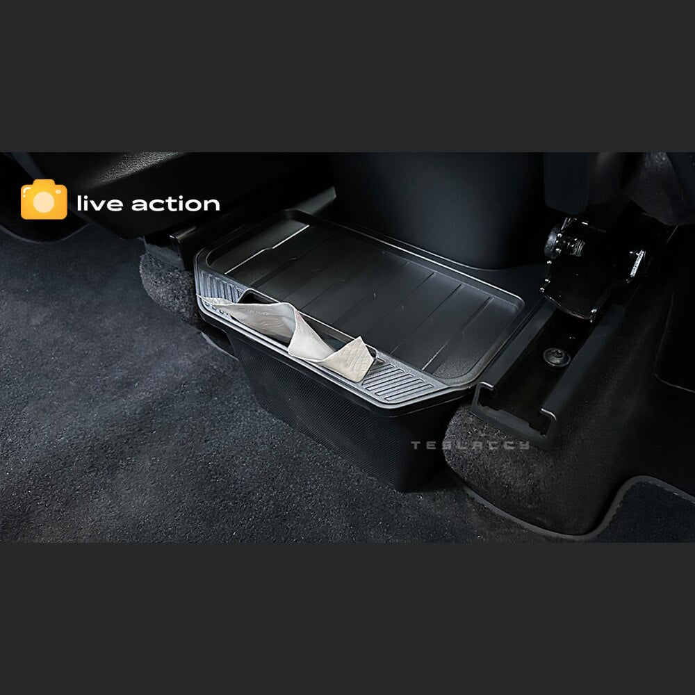 Car Trash Can For Tesla Model Y Rear Under Seat  Storage Box TPE Waterproof Soft Silica Gel Decoration Interior Accessories