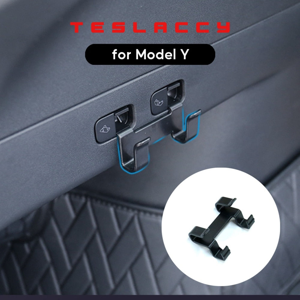 Rear Trunk Hook Seat Button for Model Y Tesla Cargo Grocery Shopping Bag Holder Umbrella Hanger Storage Car Interior 2022
