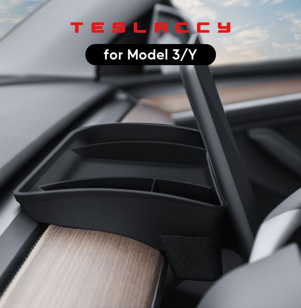 For 2018-2023 Tesla Model 3 Y Upgrade Screen Rear Storage Box Magnetic Hidden Srorage Tray Tissue Box Accessories