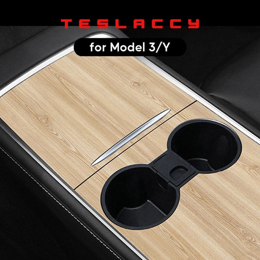 For Tesla Model 3 Y 2021 2022 2023 Car Center Console Panel Sticker Wood Grain Film Carbon Central Control Cover Interior