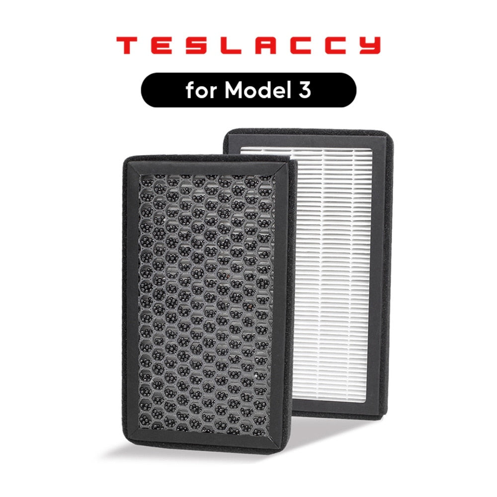 For Tesla Model 3 Model Y HEPA  Activated Carbon Air Filter 2 Pieces Set Air Conditioner PM2.5 Cleaner Filter Replacement