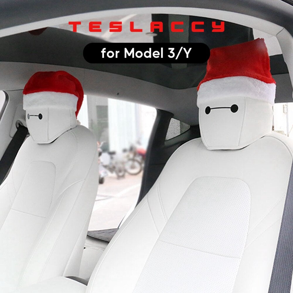 Car Styling Interior Seat Decor Eyes Stickers 5Pcs Big Eyed Trim Christmas Hat for Tesla Model 3 Y X S Decoration Accessories