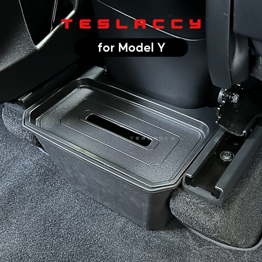 For Tesla Model Y Rear Storage Box Trash Can TPE Waterproof Under the Car Seat Soft Silica Gel Decoration Interior Accessories